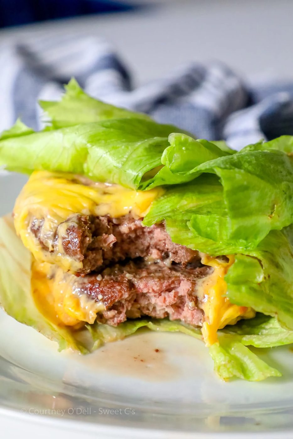 Air Fryer Lettuce Wrap Cheeseburger