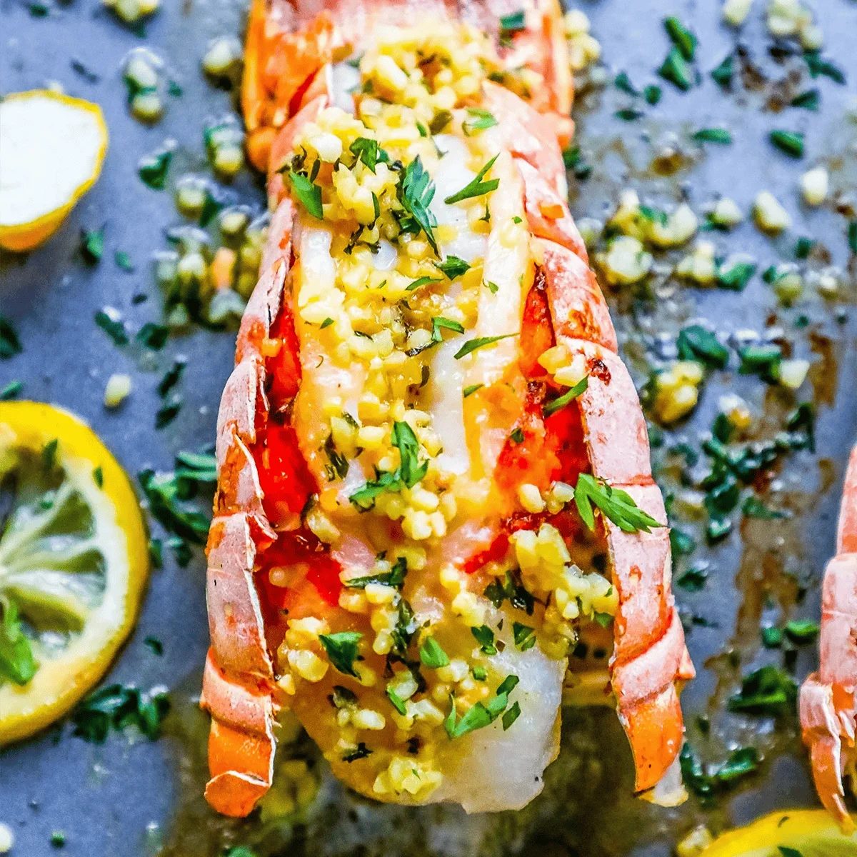 Lemon Garlic Butter Broiled Lobster Tails