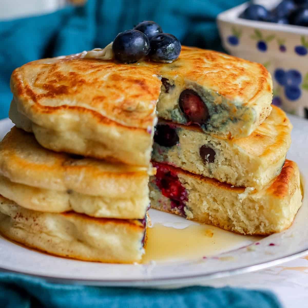 Blueberry Sourdough Pancakes