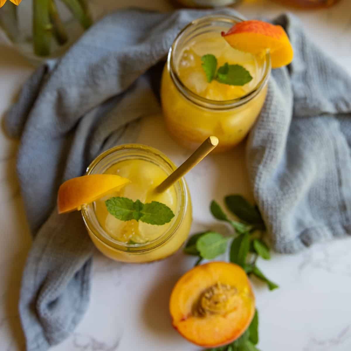 Bourbon Peach Smash Cocktail