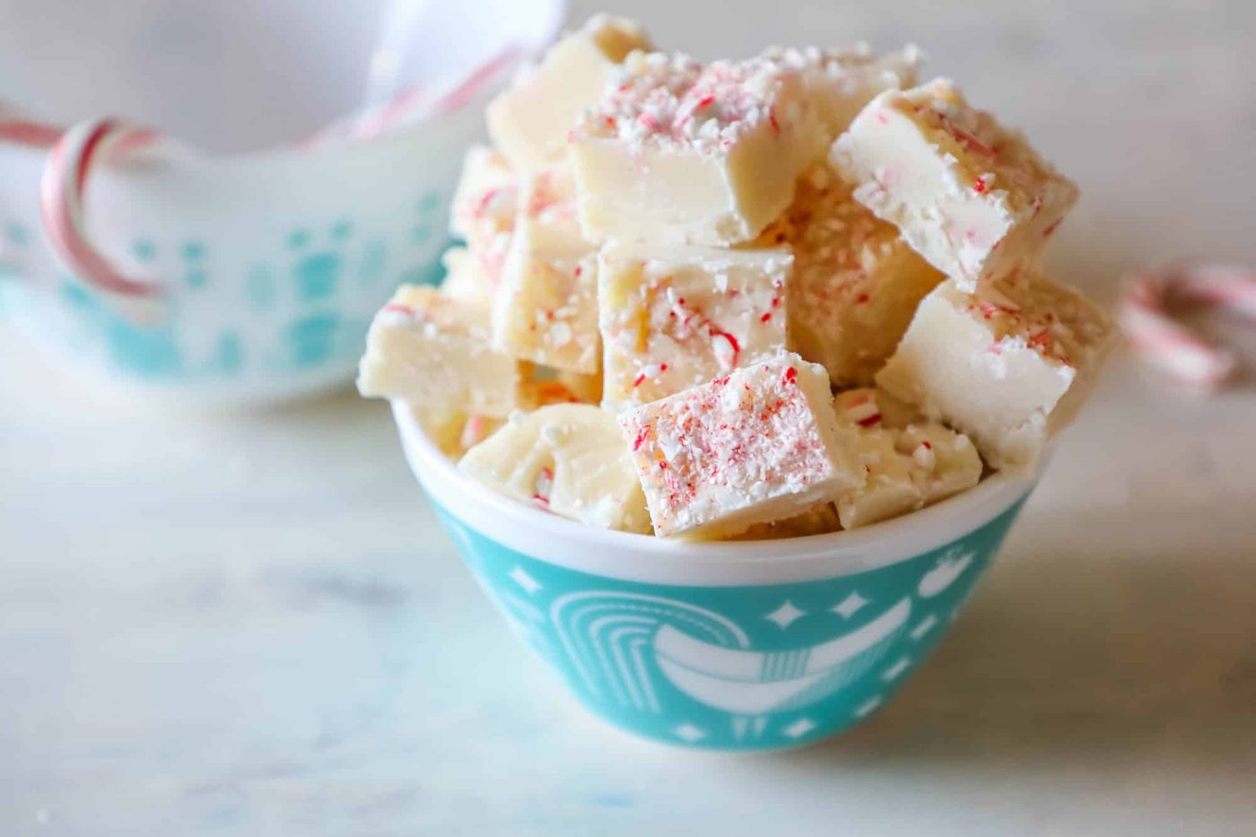 Candy Cane Cake Batter Microwave Fudge