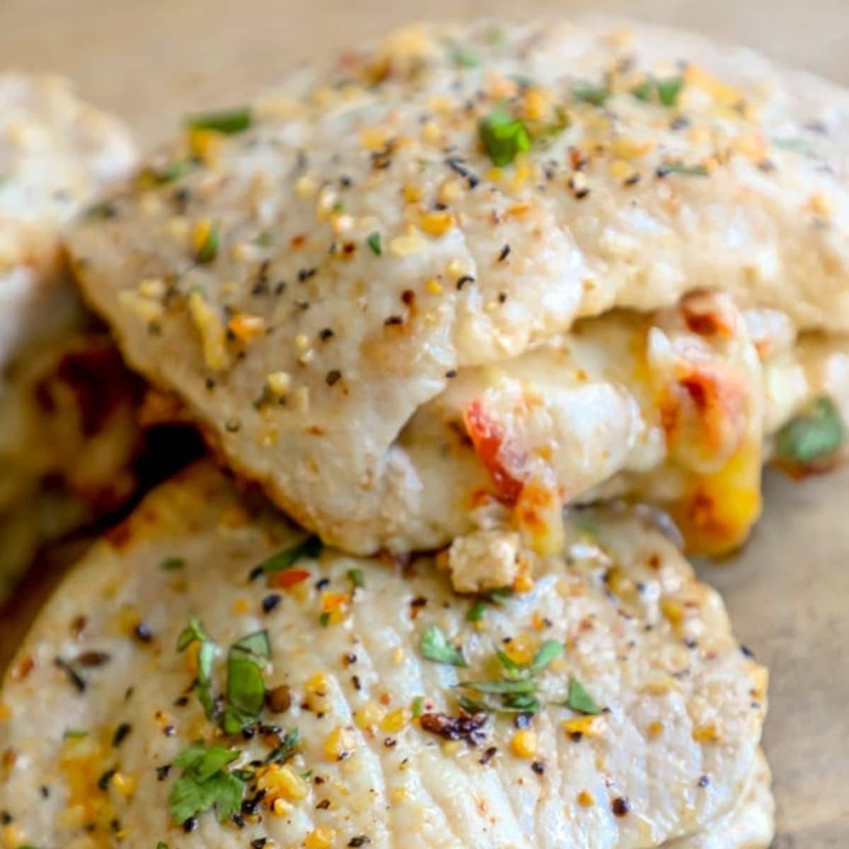 Cheesy Baked Stuffed Pork Chops