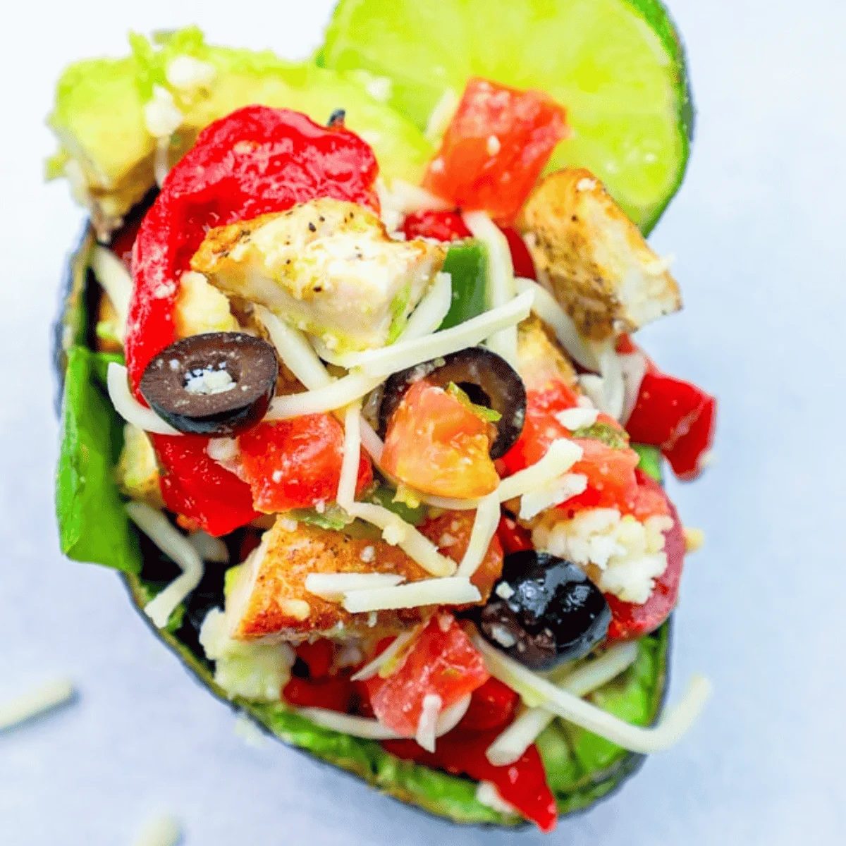Cheesy Chicken Taco Salad Stuffed Avocado