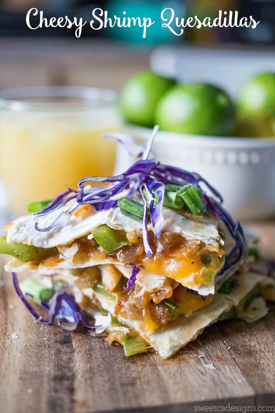 Cheesy Shrimp Fajita Quesadillas