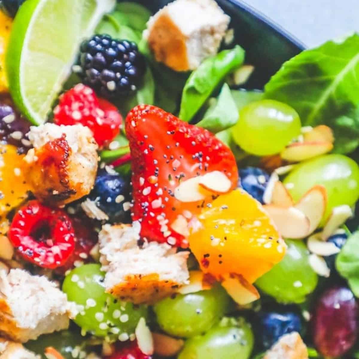 Chicken and Fruit Salad and Poppyseed Dressing