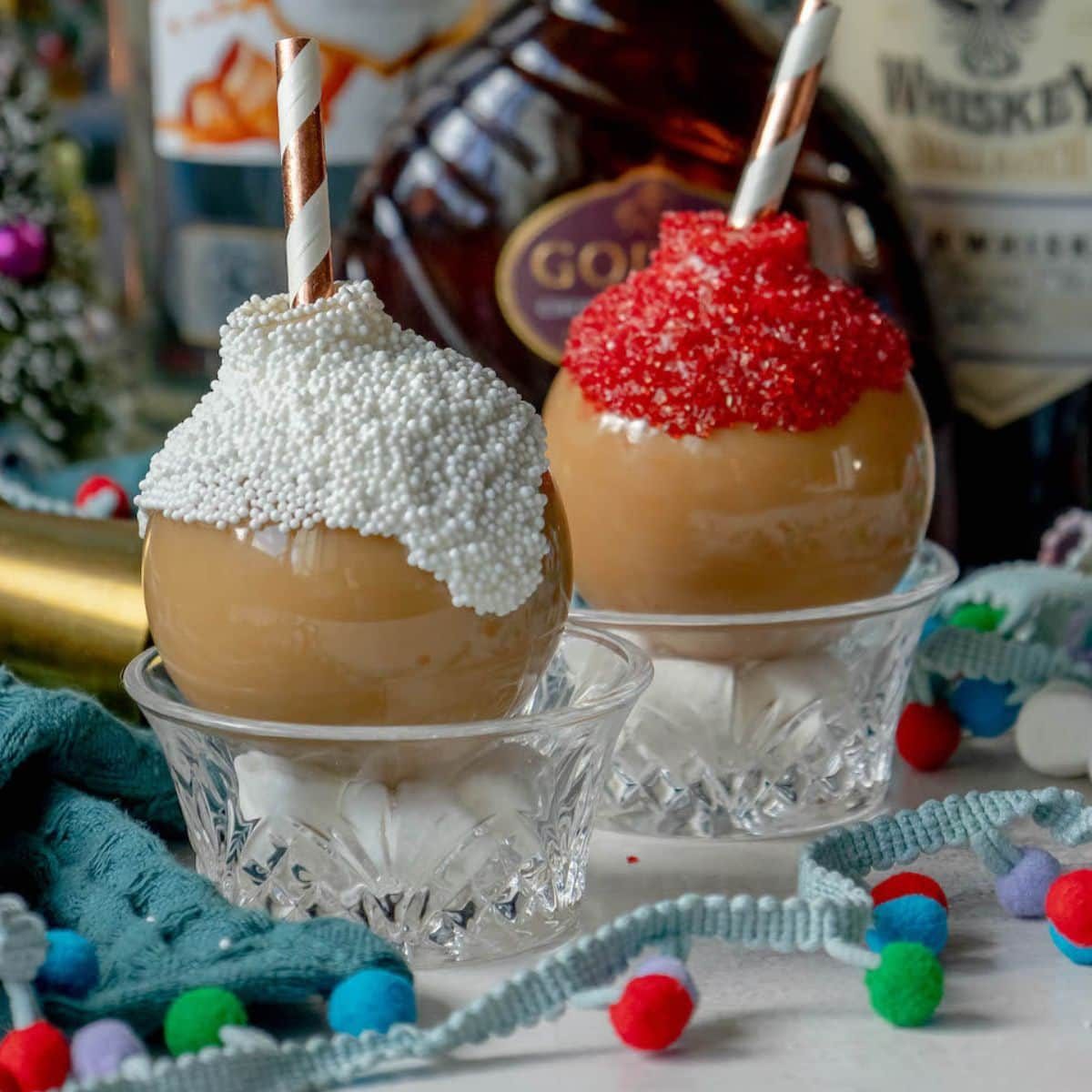 Chocolate Caramel Whiskey Ornament Cocktails