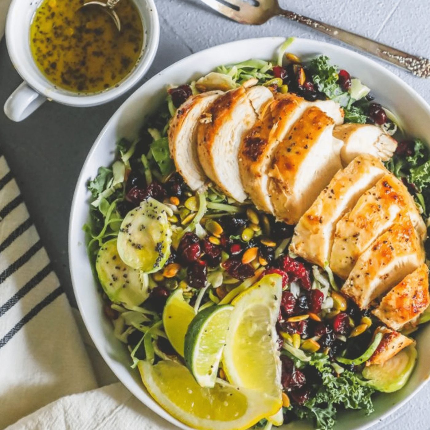 Citrus Kale Salad and Baked Chicken