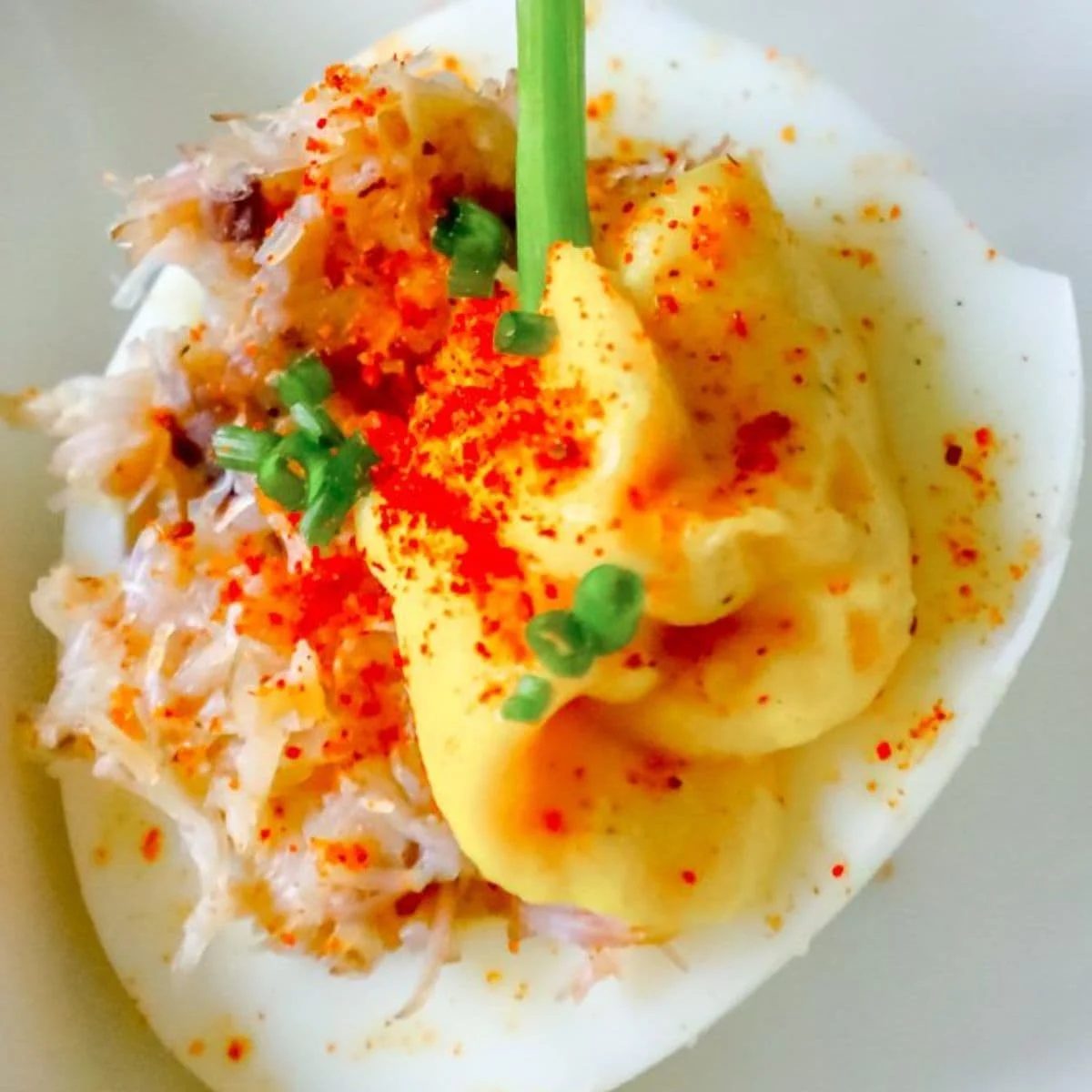 Crab Bloody Mary Deviled Eggs