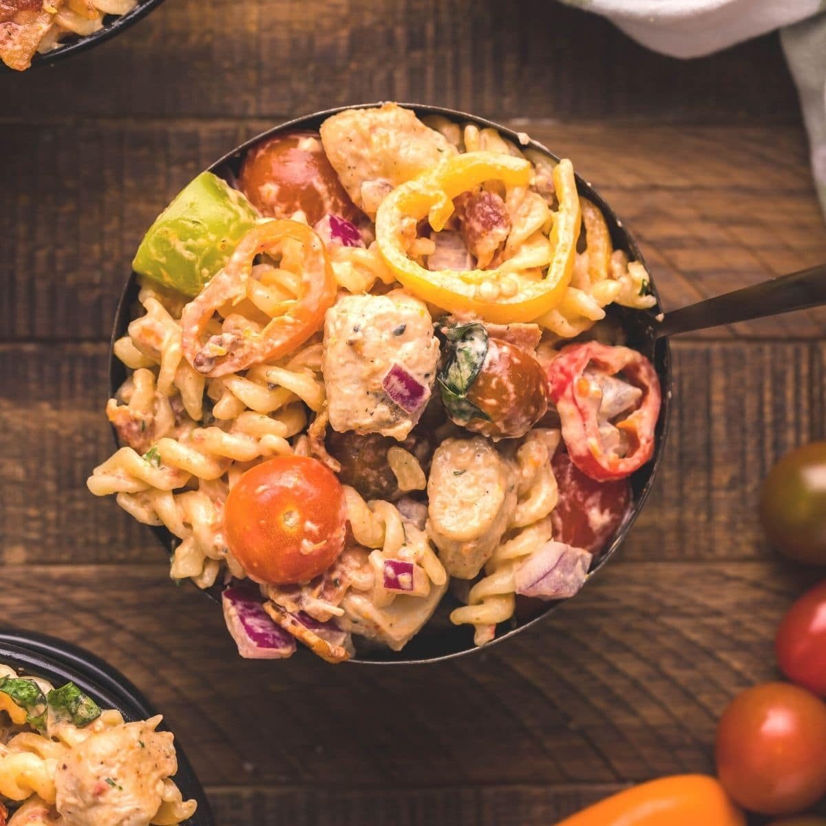 Creamy Chicken Bacon Pasta Salad