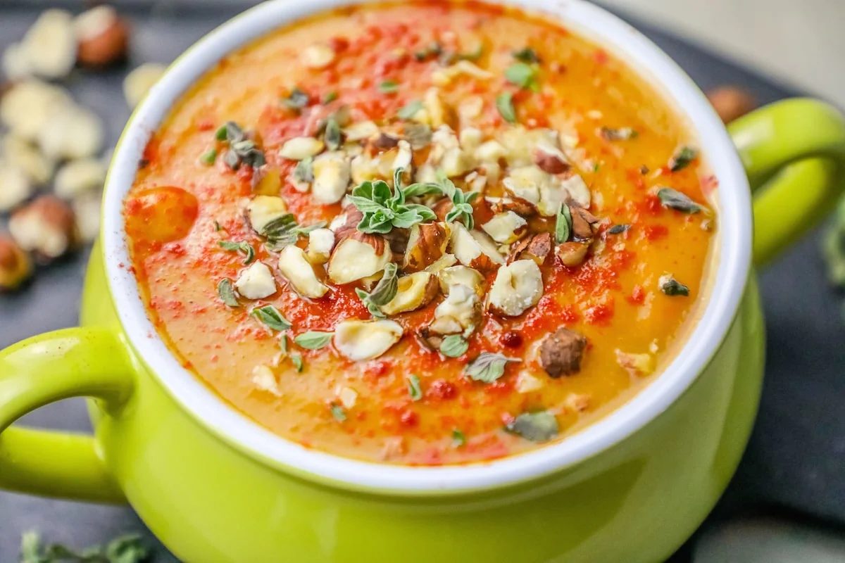 Creamy Sweet Potato Soup and Hazelnuts