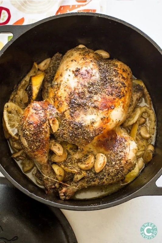 Dutch Oven Lemon Garlic Chicken