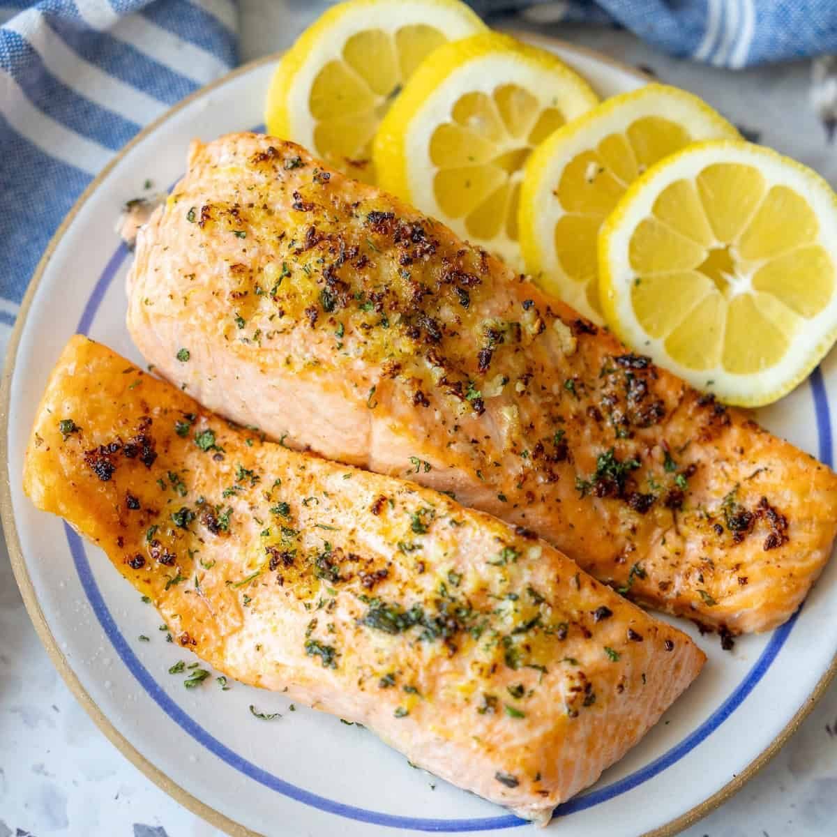 Air Fried Lemon Garlic Salmon