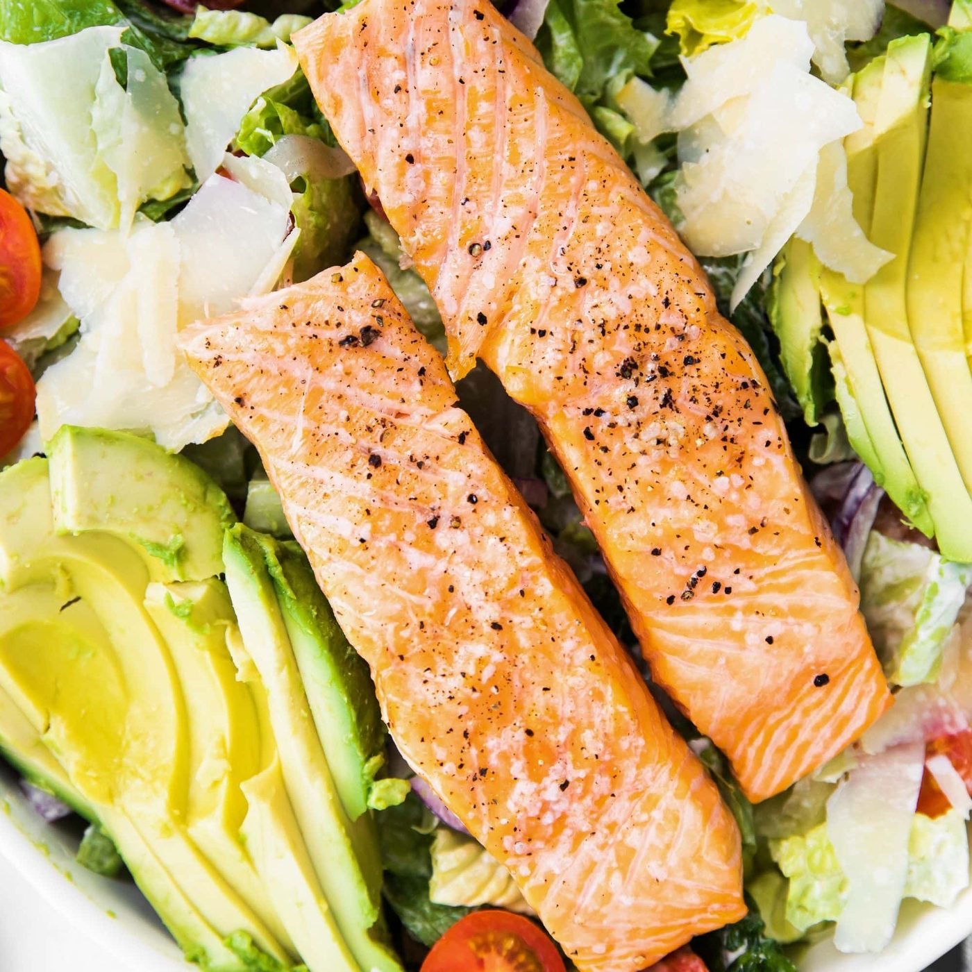 Avocado Salmon Ceasar Salad