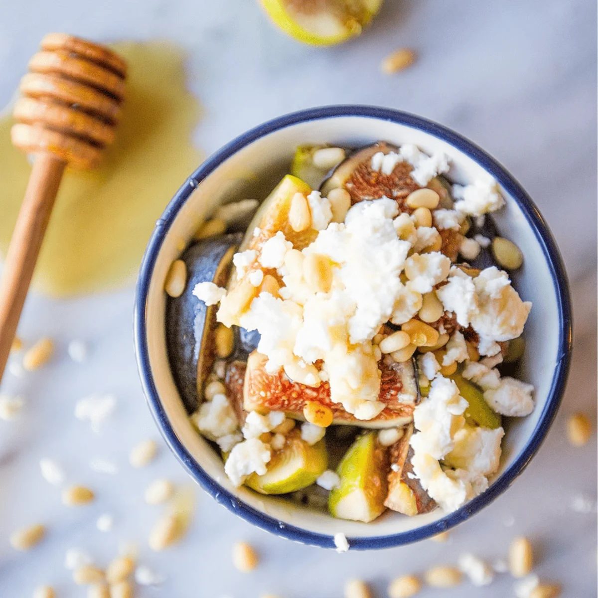 Fig and Honey Fruit Salad, plus Chèvre and Pine Nuts