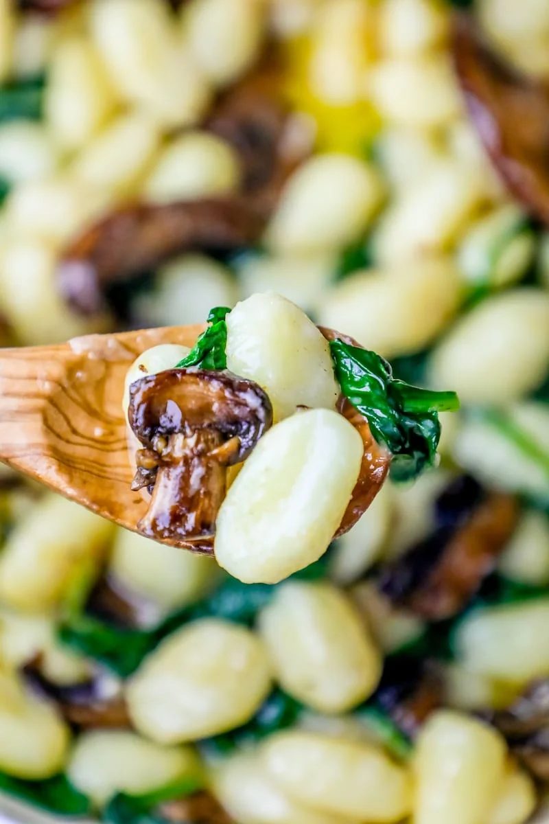 Gnocchi in Spinach Mushroom Cream Sauce