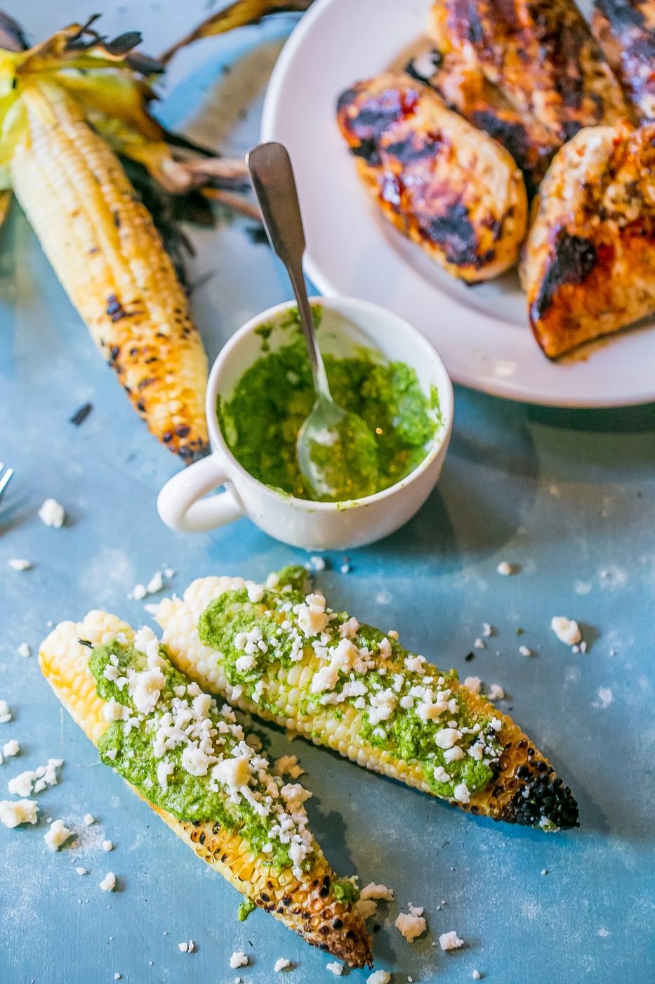 Grilled Corn and Cilantro Cashew Pesto