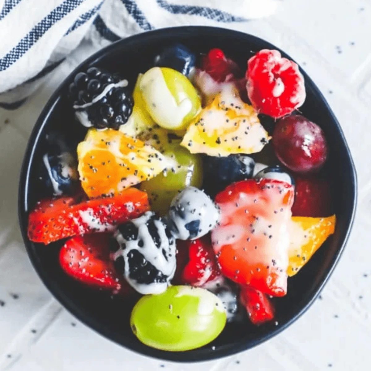 Lemon Poppyseed Glazed Fruit Salad