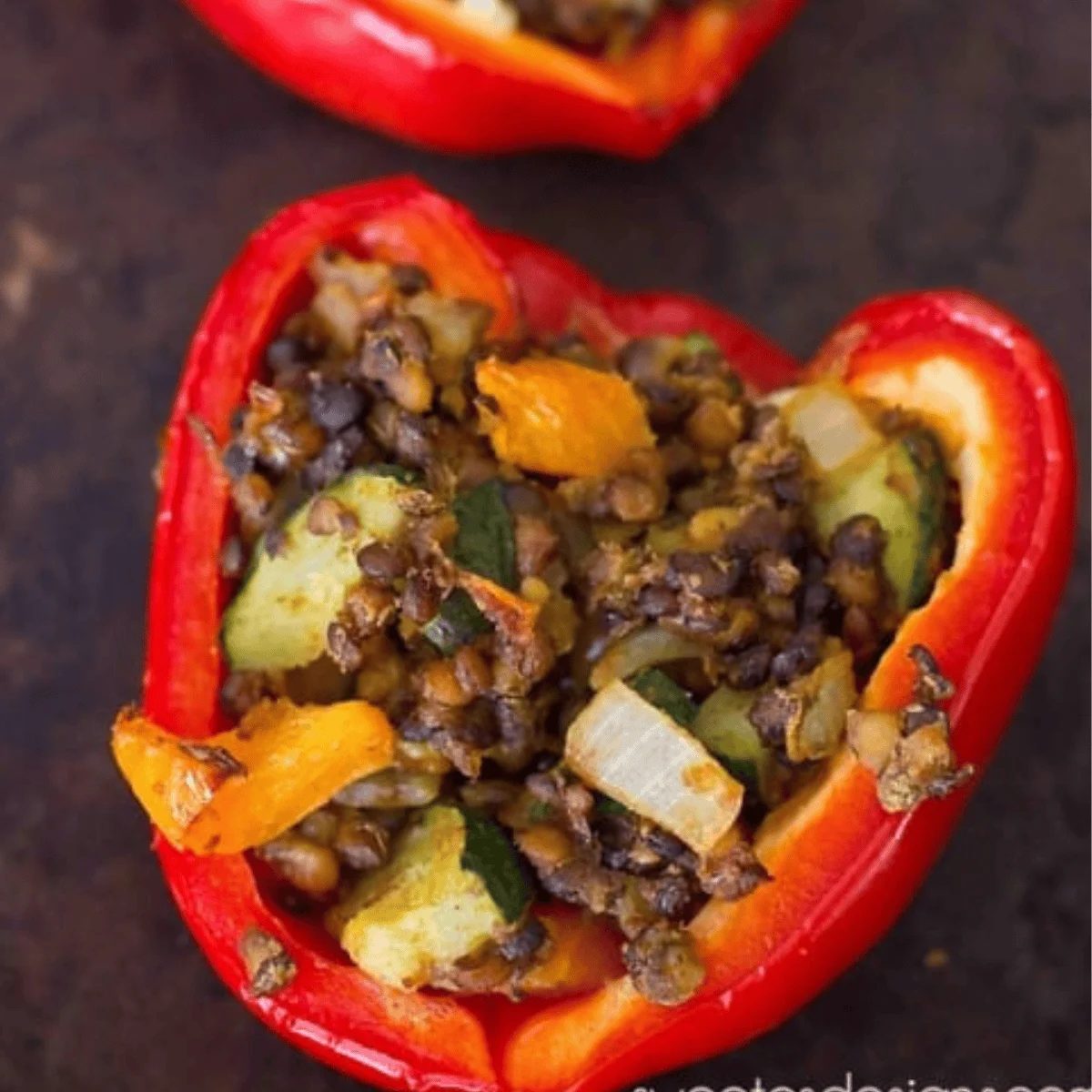 Vegan Lentil and Veggie Stuffed Peppers