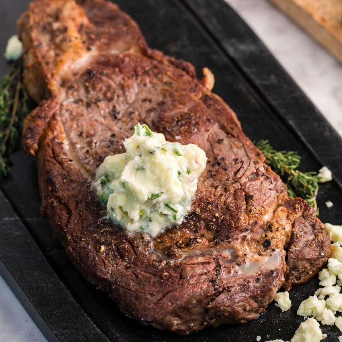 New York Strips and Blue Cheese Butter