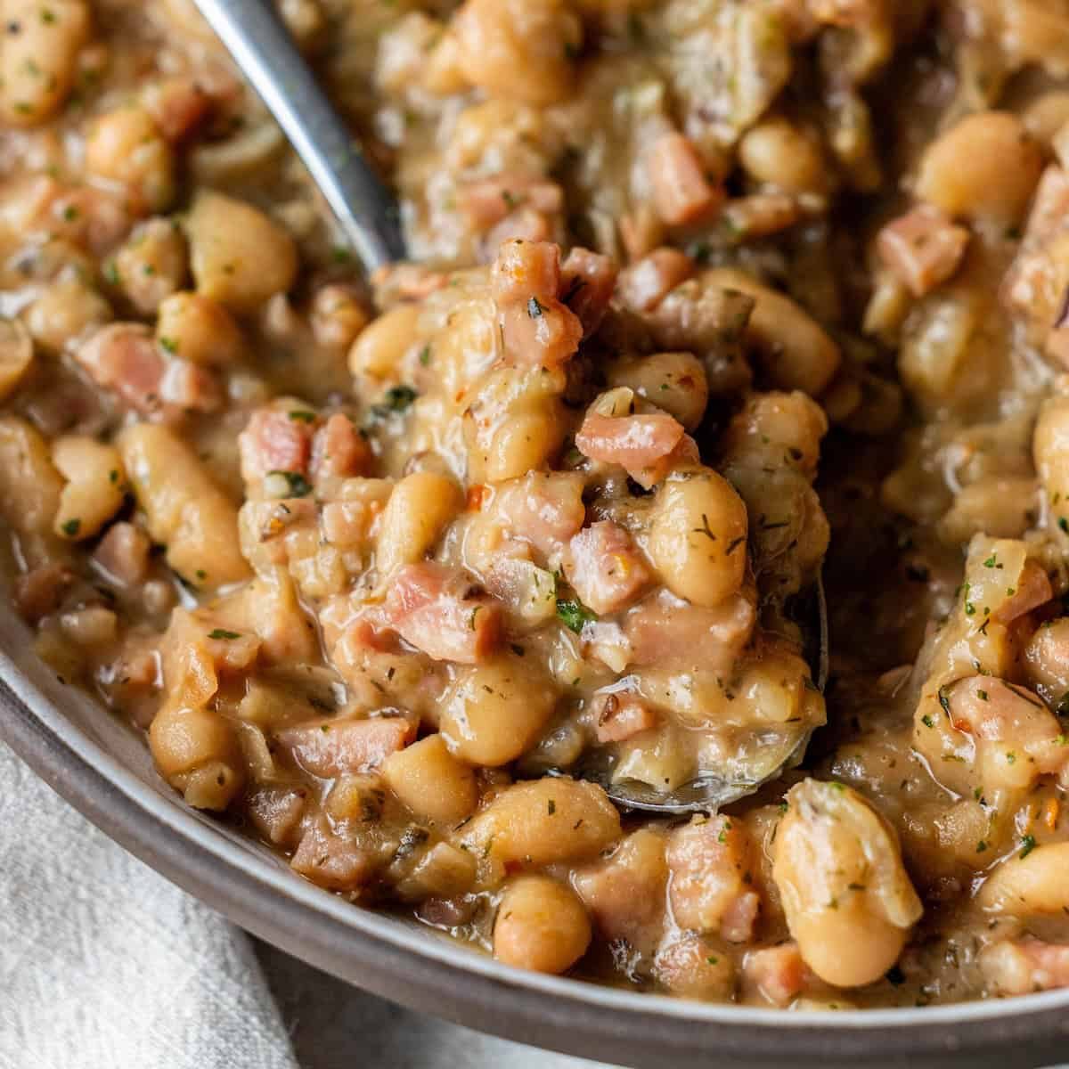 Old-Fashioned Brothy Ham and Beans and Caraway