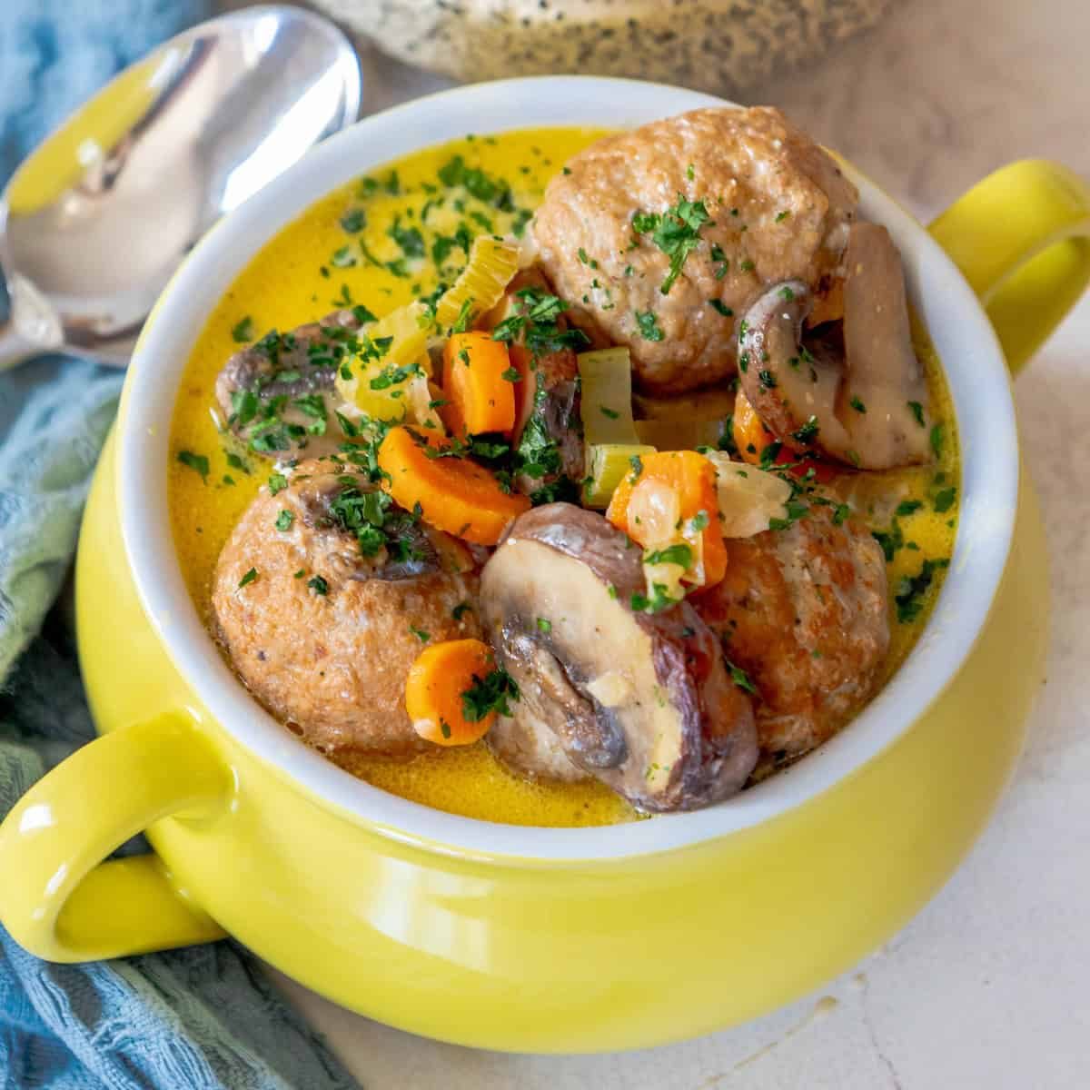 One Pot Creamy Meatball Soup