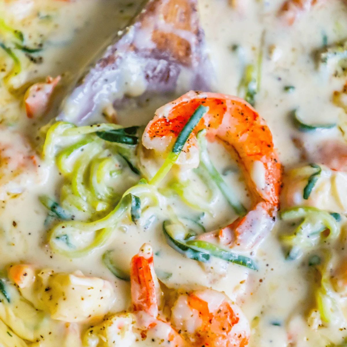 Creamy Shrimp Alfredo, plus Zucchini Noodles