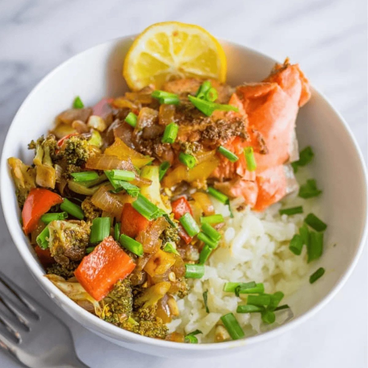 Paleo Salmon Taco Bowls and Cauliflower Rice