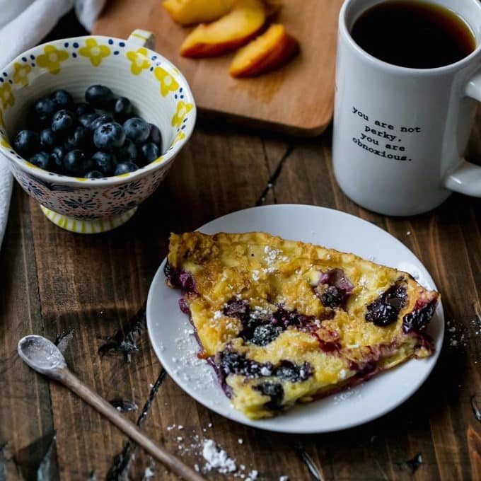 Peach Blueberry Dutch Baby Oven Pancakes