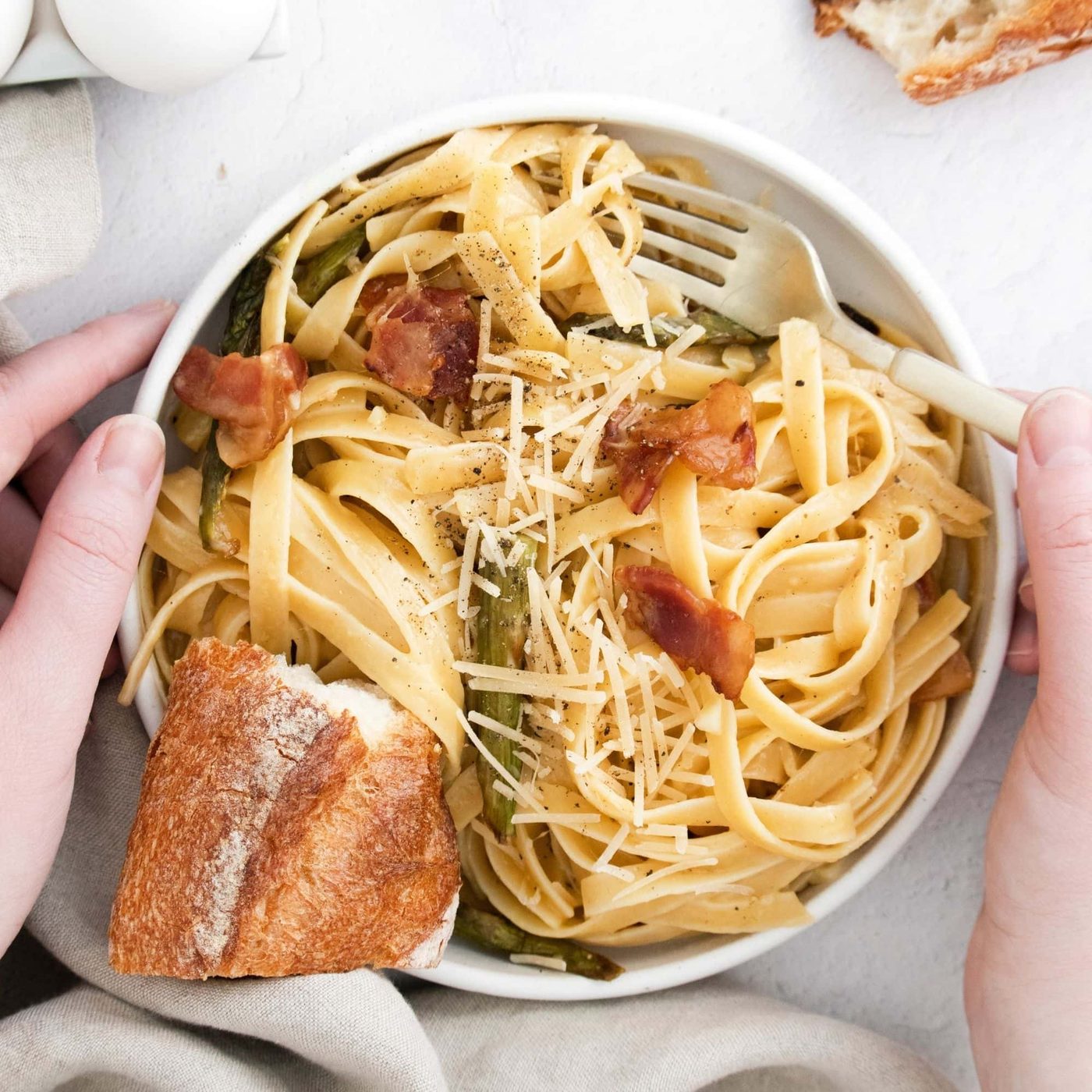 Roasted Asparagus Carbonara