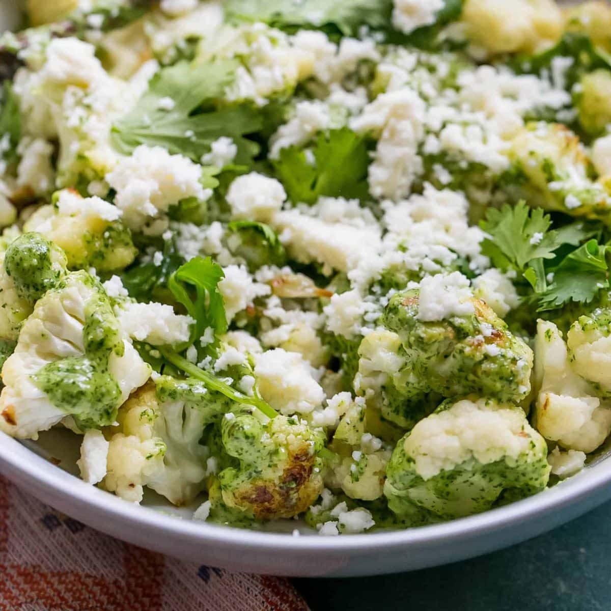 Roasted Cauliflower and Cilantro Cashew Pesto