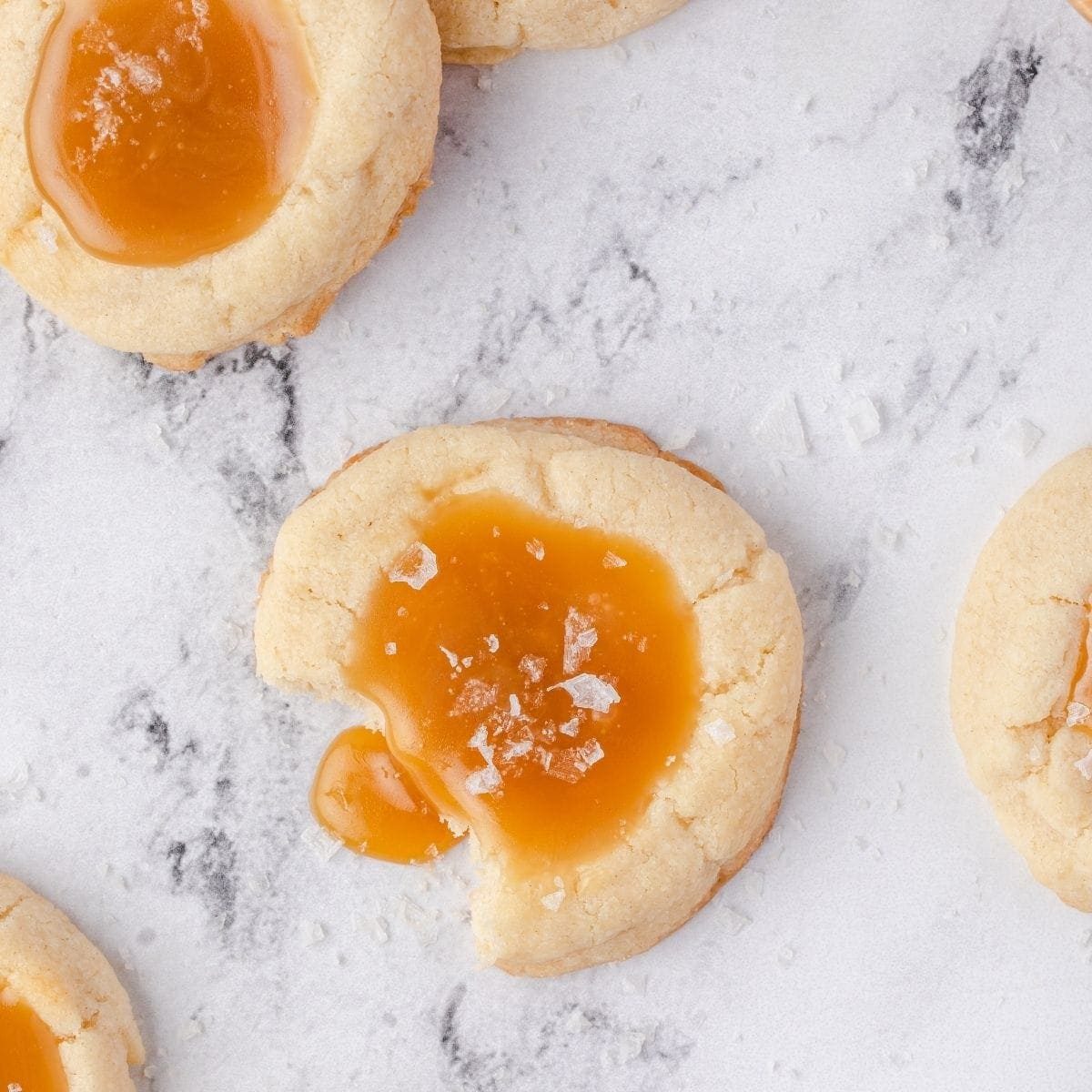 Salted Caramel Butter Thumbprint Cookies