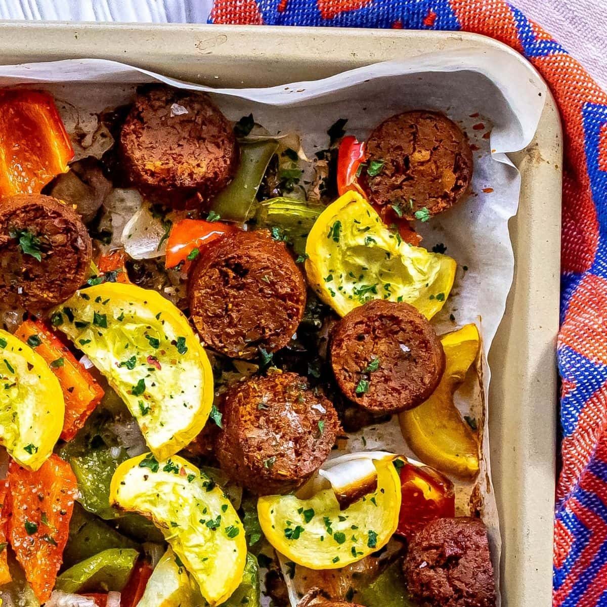 Sheetpan Vegan Chorizo and Vegetables Dinner