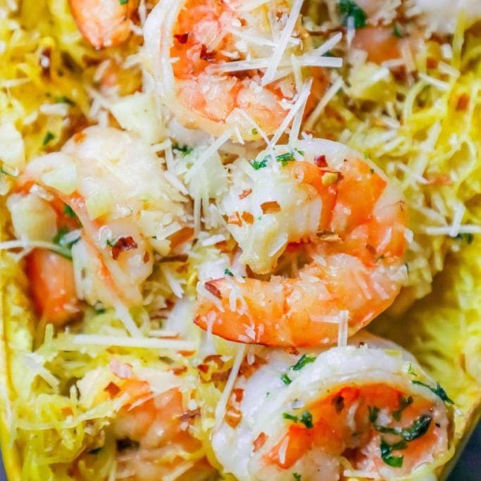 Spaghetti Squash Shrimp Scampi
