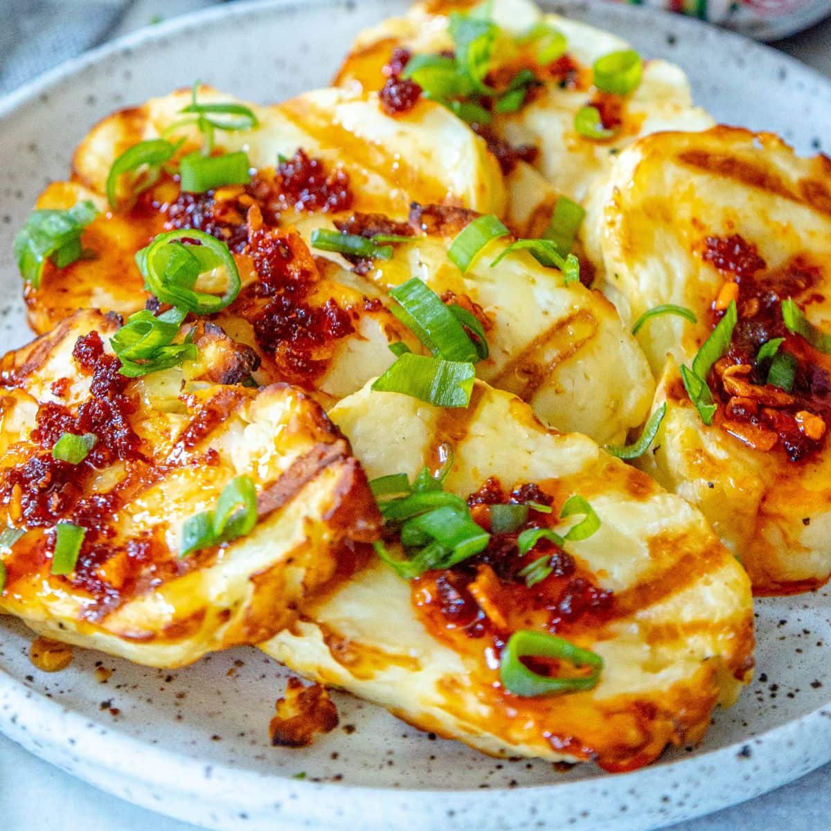 Spicy Honey Garlic Grilled Halloumi
