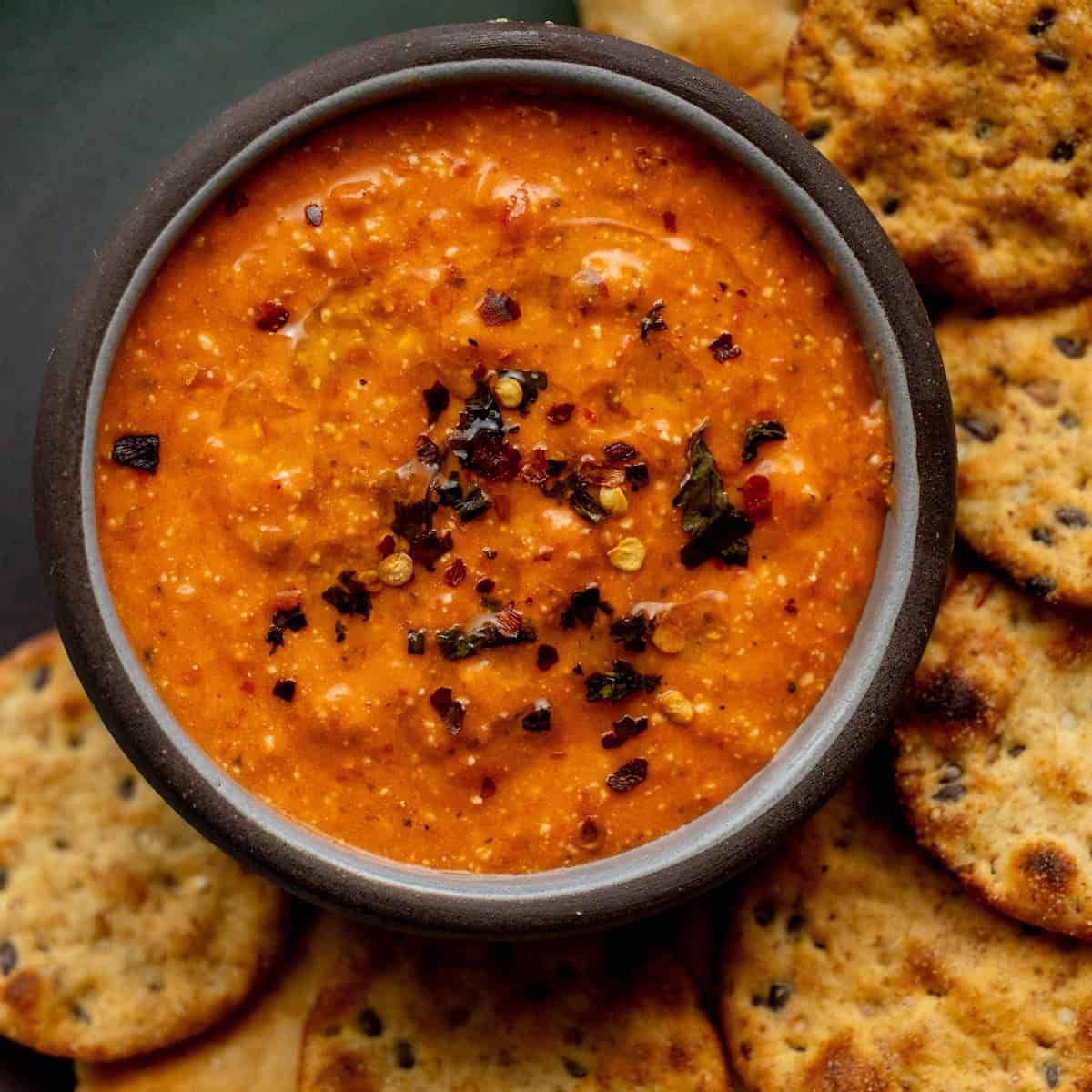 Spicy Red Pepper Feta White Bean Dip